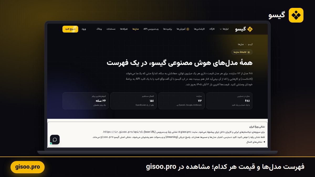 فهرست مدل‌های هوش مصنوعی در گیسو با قیمت هر مدل