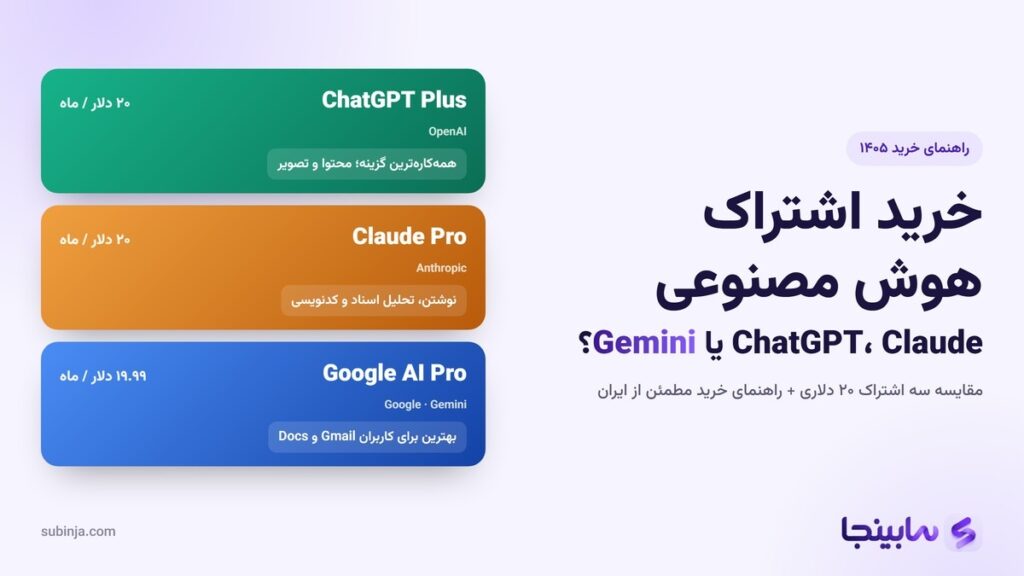 خرید اشتراک هوش مصنوعی 1405؛ مقایسه ChatGPT Plus، Claude Pro و Google AI Pro